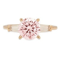 2.0ct okrugli rez ružičasti simulirani dijamant 18k žuti zlatni godišnjički angažman kamena prstena