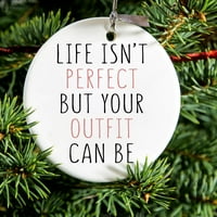 Razlikovanje visećih keramičkih Christmass Tree Ornament sa zlatnim nizom - Sjajan poklon Preser prečnik - život nije savršen, ali vaša odjeća može biti