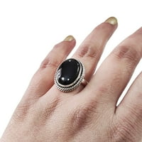 Prirodni crni prsten, crni Prsten, decembar roštilj, Jednostavni bend, srebrna, ženski prsten, Božić,