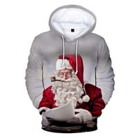 Božićne muške 3D Santa Claus Print Graphic s dugim rukavima kapuljačja modna svestrana dukserica
