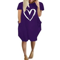Zodanni Žene Thires Haljines Crew Crt Duljina koljena Dress Casual Baggy Party Purple XL