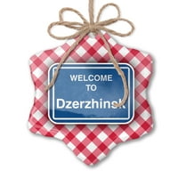 Ornament tiskani jedan pogodan znak Dobrodošli u Dzerzhinsk Božić Neonblond
