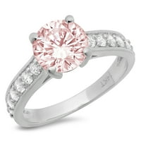 2.18ct okrugli rez ružičasti simulirani dijamant 14k Bijelo zlato Graviranje Izjava bridalne godišnjice Angažovanje vjenčanog prstena veličine 7.5