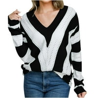 apsuyy modne žene pulover džemper- casual stripe V izrez Klit vetchy mekani lagani pulover