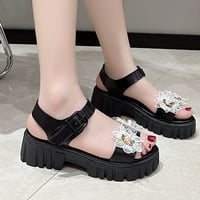 Neugodne osobe za odrasle žene sandale sandale za žene sa remenskim sandalama ženske nove ženske cipele ljetne verzije korejske verzije sandale za žene crne 8.5