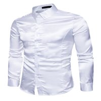 Muški luksuzni dizajn sjajne majice noćni klub s dugih rukava tanka montaža haljina casual majica na košulju niz košulju