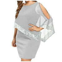 Corashan Women plus veličina hladnog ramena prekrivena asimetrična šifon haljina bez kaiševa