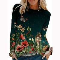 Ženski bluze Modni bluze s dugim rukavima izrez za kraljevnice Ležerne prilike Cvjetne tiskane vrhove