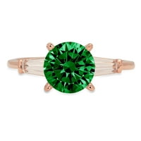 2.0ct okrugli rez zeleni simulirani smaragd 14k Gold Gold Anniverment Angažman kamena prstena veličine