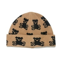 Hladni šešir u jesen i zimski crtani medvjed pletenje vunene šešire neto crvena velika glava opseg za zaštitu toplog uha pletena šešir