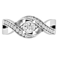 DazzlingRock kolekcija okrugli bijeli dijamant Solitaire Crossover Twist Obećaj za mladenke za žene u 10k bijelo zlato, veličine 7