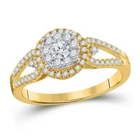 14k žuto zlato okruglo Diamond Halo Solitaire prsten CTTW