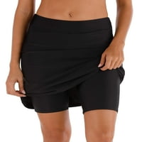 Ženska atletska zaštita od sunca sa sunčanom strukom CAPris UPF 50+ Skirted kratka Swim suknja, crna,