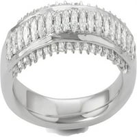 MyDiamondbo Carat Ukupna težina Dijamantna pojasa - Sterling Silver sa venčanim prstenom visokog rodija