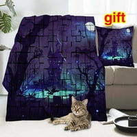 Halloween pokrivač s jastukom, lovljena kućna pokrivač za sobu Paty Decor, 094,52x59 ''