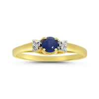 10k žuto zlatni okrugli safir i dijamantni prsten