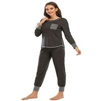 Paille dame labavo kućna odjeća casual loungwer pjs sa džepovima Pajamas set noćna odjeća Sivi XL