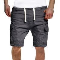 Zlekejiko casual šorcs Solid Muški gumb za crtanje džepne hlače Ljetne kratke hlače muške hlače