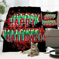 Halloween pokrivač s jastukom, jeziv groblje drveni mjesec noćni bundev, 498,32x48 ''