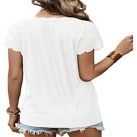 Ženske ljetne vrhove majica kratkih rukava V izrez majica Bohemian Tee Radni pulover bijeli m
