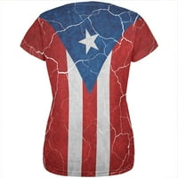 Nevolje Puerto Rican zastava po cijeloj ženskoj majici Multi X-LG