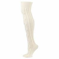 Tople čarape za žene, zimske prugaste boje čvrstog zadebljanja pletiva preko koljena čarape za čarape