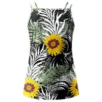 Olyvenn Ljetne košulje Ugodna odjeća cvjetna grafika Camis Ženska modna žetva teen tinejdžerske djevojke seksi vitke kamere šuplje mahune ženske majice crna 8