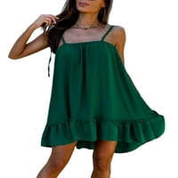 Avamo dame Ljeto plaže Sunduress Solid Color klizne haljine bez rukava kratke mini haljine Leđne Ruched Travel Green 3xl