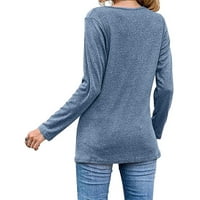 Ženska odjeća za čišćenje odjeće Ženski gumb za čvrste boje patentni patentni rukav V-izrez V-izrez Louse bluza