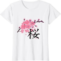 Žene Funny Sakura cvjetovi trešnje sa japanskom kanjim majicom s kratkim rukavima bijeli tie