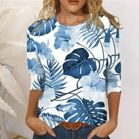 Knosfes Slatko plus veličine za žene Tropical Žene Ljetne vrhove rukavi sa labavom smeđom majicom za