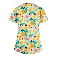 Ženski bluze Ženska bluza s kratkim rukavima Ležerne prilike ispisane labave FIT V-izrez Tee Ljetni vrhovi Žuta l