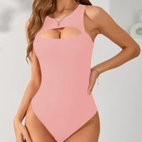 Oblikovanje bodysuit za žene Tummy Control Visoki struk sa rukavima bez rukava za žene Ljetni ružičasti L
