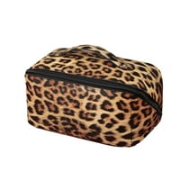 Kozmetička putna torba za žene, leopard tisak Kozmetička torba velike kapacitete, otvara ravne torbe