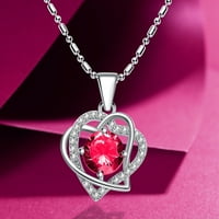 Ogrlica od srčanog rođenja za žene sterling srebrne cirkonije ogrlice-ružičaste