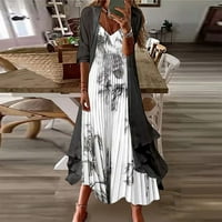 Ženska casual moda Print V-izrez Dvije set ljetne maxi haljine