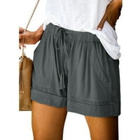 Vedolay kratke hlače za žene Ležerne prilike ljeto Comfy vuče elastične strugove, tamno siva 4xl