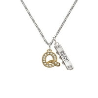 Delight nakit Goldtone Crystal inicijal - Q - Silvertone Najbolji prijatelji Forever Bar Charm ogrlica, 23