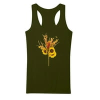 Žene Ljetni trendy tenkovi Novelty Sunflower Print Top Casual bez rukava Crewneck Loose Works prsluk