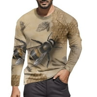 Muška majica Muška jesen zima modna tiskana posada Crta s dugim rukavima, retro punih tiskanih vrhova modnih majica