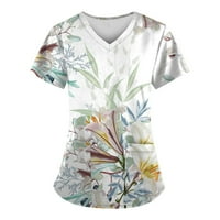 Ženska modna proljetna i ljetno ulje slikanje Print V-izrez kratkih rukava s kratkim rukavima s džepovima za bluzu xxxxl