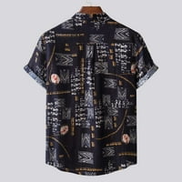 Yunmic majice čišćenje ljeta muškaraca Havajska majica na plaži s kratkim rukavima od ispisana ljetna casual gumba niz majice