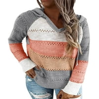 Jesen Zimski džemperi sa kapuljačom za žene s dugim rukavima V-izrezom Slim pulover