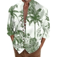 MENS Holiday Seaside Leisure Loasure Lable Custer COLLAR digitalna 3D tiskana košulja dugih rukava muški majice Ležerne majice za muškarce zelena veličina XL
