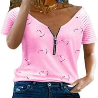 Ženska majica V Vrući izrez kratki rukav Tee majica Dame Sexy bluza Holiday Khaki XXL
