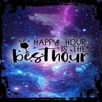 Galaxy Inspirational Wall Art Happy Hour je najbolji sat vinski kokteli za vino pijući alkohol metalni