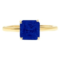 1.0ct Asscher Cut simulirani plavi safir 18K žuti zlatni godišnjički zaručnički prsten veličine 6,75