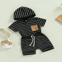 Diconna Toddler Baby Boys Outfits Stripes kratki rukav s kapuljačom i elastični kratkim kratkim kratkim kratkim kratkim hladnjacima