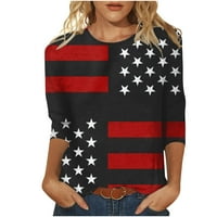 Cacomomrkark Pi Clearence Ženske ležerne majice rukave Boja blok slatki vrhovi Comfy bluze Dan nezavisnosti