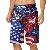 Muški ljetni dan nezavisnosti plus veličine hlače Pocket džepni crteži labavi povremeni sportovi koji rade ravno pet bodova hlače na plažima